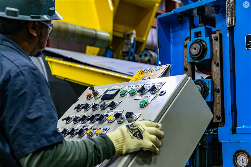 man operating a machine